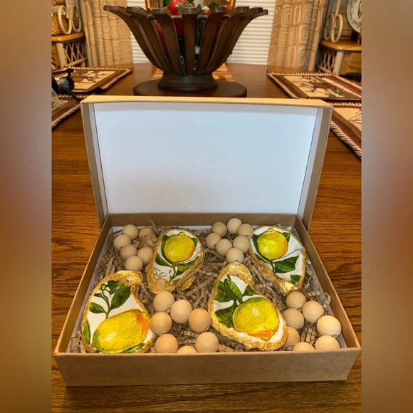 DECOUPAGE OYSTER SHELLS NAPKINS RINGS. - Picture 4 of 12